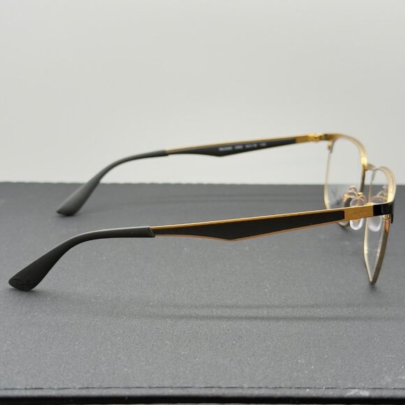 Ray Ban RB6363 2890 Polished Black on Gold Square Eyeglasses Frames 54-18-145 - Picture 7 of 11